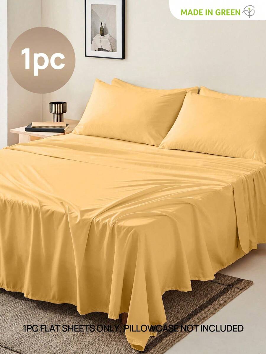 1 bộ ga trải giường đơn, chất liệu microfiber siêu mềm 80gsm, không gây dị ứng, thoáng khí, có thể giặt máy, chống nhăn, chống phai màu, chống co rút, màu trơn, chất liệu polyester, dệt bền chắc, thích hợp cho gia đình và trường học. - Màu vàng trâu - Xem 1