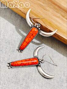 طقم مجوهرات مكون من قلادة وخاتم وأقراط بتصميم غربي عتيق مخصص للنساء، متعدد الألوان لتناسب أي إطلالة