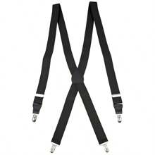 Status 1.25" Y-Back Clip End 54" Suspenders, Poly Elastic Material, 100% Genuine Leather Tabs, Nickel Hardware, Nylon Insert, 1 Piece, 9 Colors