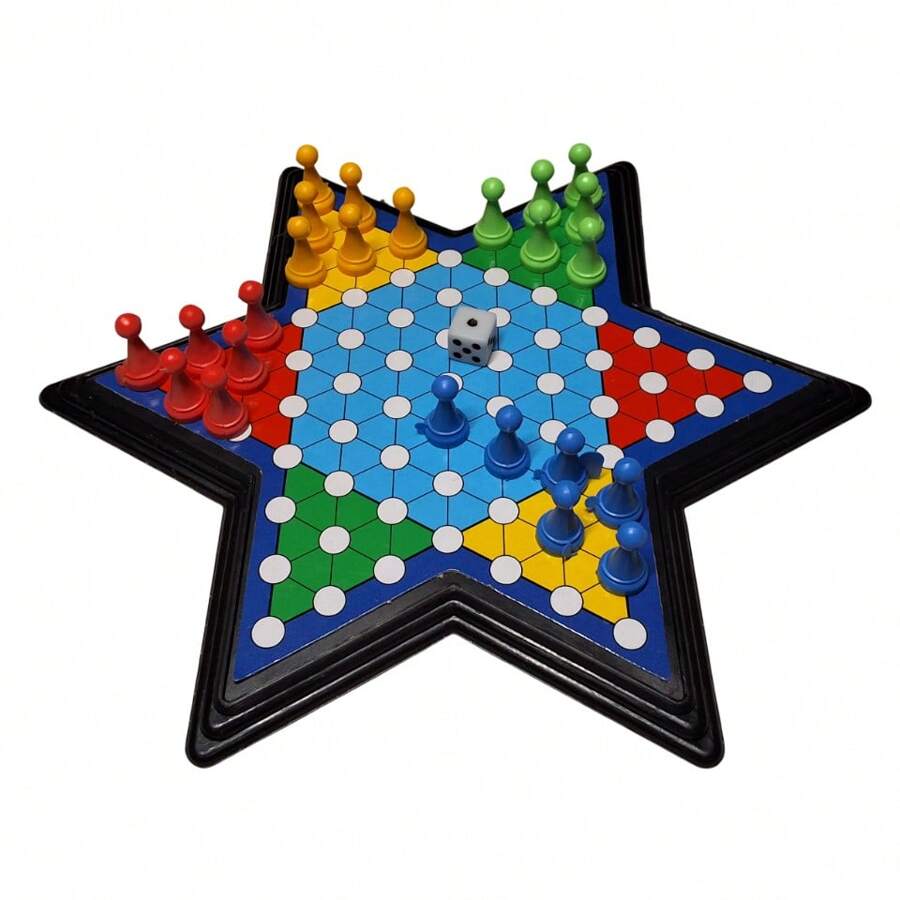 Mini juego de mesa damas chinas portátil en 4 colores con dado juego de mesa educativo para niños y adultos entretenimiento clásico para reuniones actividades escolares y desarrollo de habilidades - Multicolor - Ver 1