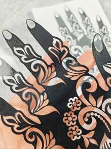 2 Sheets Floral Reusable Tattoo Stencils Temporary Tattoo Sticker Body Art Tattoos Stencils Sticker Glitter Tattoo Template For Hand Body Art Designs