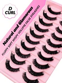 Rikuaild 10 Pairs D Curl Russian Faux Mink Lashes, Fluffy & Thick, Reusable, Natural & Voluminous - 濃密款 - 查看 6