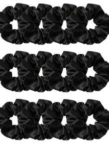 1pc/12pcs Women's Solid Color Satin Silk Hair Scrunchies Set, Soft Satin Elastic Hair Ties, Non-Damaging Hair Bands, Suitable For High Ponytail & Casual Wear