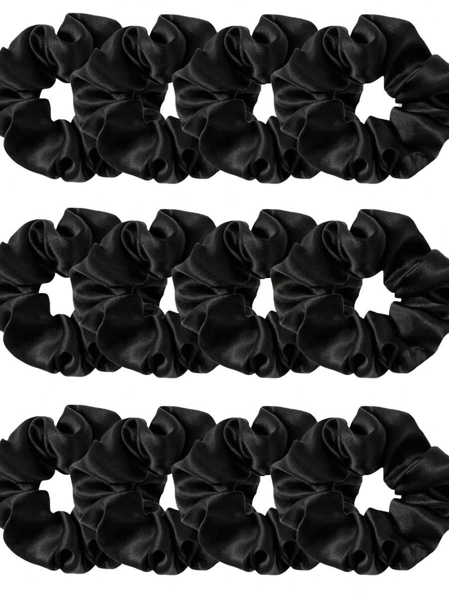 1pc/12pcs Women's Solid Color Satin Silk Hair Scrunchies Set, Soft Satin Elastic Hair Ties, Non-Damaging Hair Bands, Suitable For High Ponytail & Casual Wear