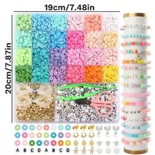 5200pcs Clay Beads Bracelet Kits, Friendship Bracelet Kits Flat Beads For Jewelry Making, Polymer Black Stone Bead Set Suitable For Bracelet Necklace DIY Craft Gift