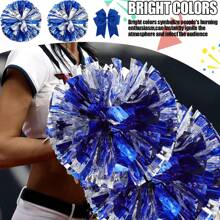 1~3pices,Cheerleading Pom Pom Bulk Football Game Cheerleader Pompoms Plastic Cheering Hand Flowers With Handle For Sports Dance Match Team Cheerleading ,Cheerleading Pom Poms And Large Cheerleader Hair Bow For Girl, Cheer Pompoms Foil Pompoms Hand Flowers For Adults, Party Dance Sports - Blue - View 9