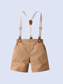 BOARNSEORL Baby Boys Gentleman Style Short Sleeve Shirt With Bow Tie And Suspender Shorts Set, Fashionable And Stylish For Birthday Party, Wedding, Anniversary, 1st Birthday Party