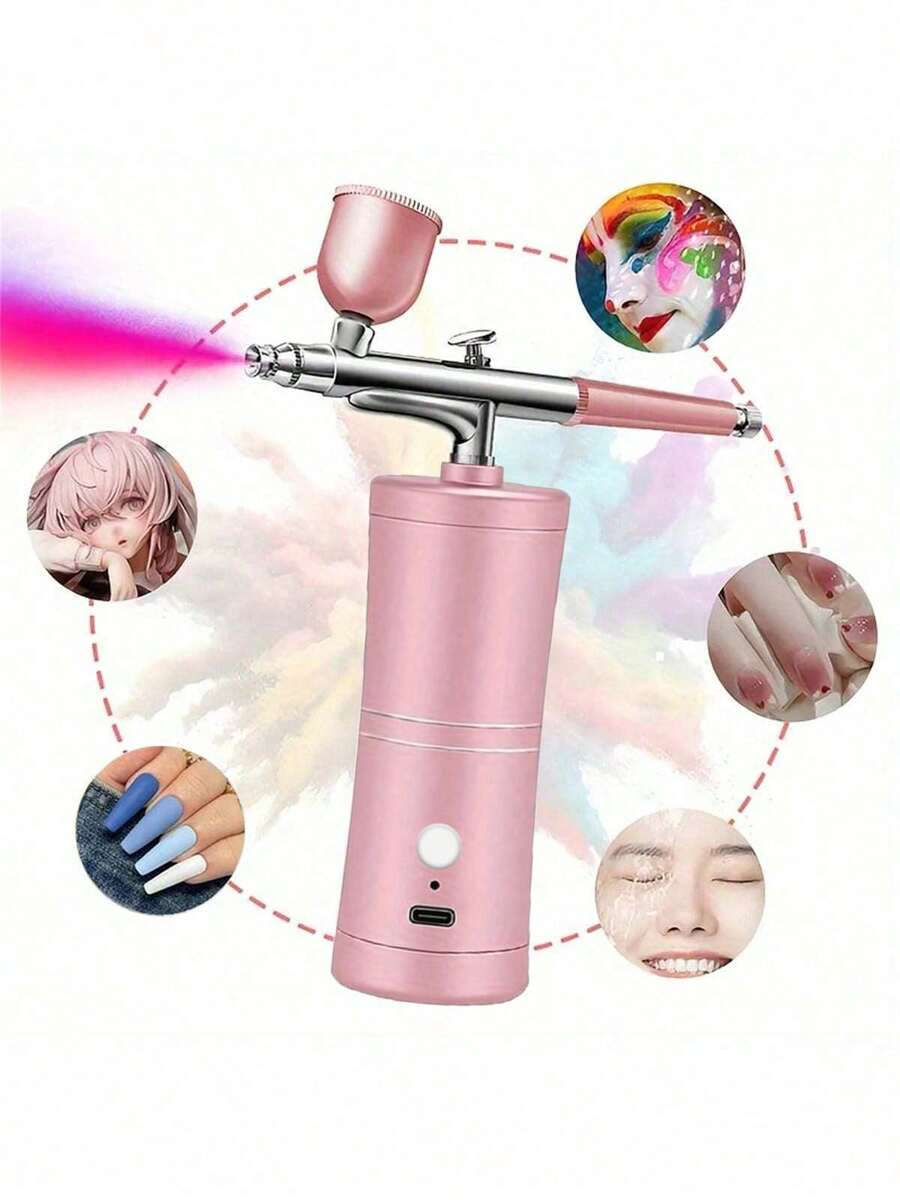AXH. Portable Airbrush Kit (With Compressor) - Handheld Professional Airbrush Set With Compressor, Suitable For Painting, Tattoo, Nail Art, Model Painting, Makeup, Cake Decorating, Beauty And Personal Care, USB Rechargeable (Built-In Battery), Fragrance-Free - Multicolor - View 1