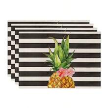 1pc/4pcs/6pcs Summer Decorative Placemats, Banana Leaf, Flamingo, Pineapple, Letter Linen Placemats, Stain-Resistant, Suitable For Home, Dining Room And Restaurant, Table Decor, Home Goods