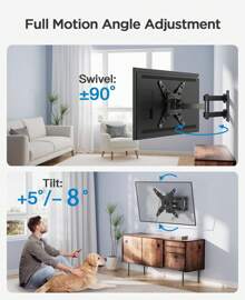 Universal TV Wall Mount, Swivel And Tilt Universal TV Mount, Wall Mount With Adjustable Telescopic Bracket, Suitable For 14-60 Inch TVs, LED/LCD/Plasma Flat And Curved TVs Or Monitors, Full Motion TV Mount With Perfect Center Design, Extended Swivel TV Mount, Tilt Up To 400 X 400 Mm, Mobile TV Wall Mount, Universal Monitor TV Mounting Arm - 黑色 - 查看 4