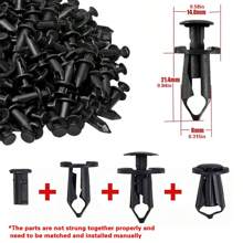 150pcs ATV UTV Body Fastener Rivets Push Pin, Nylon Bumper Fastener Rivet Clips 8mm Push-Type Nylon Bumper Fastener Rivet Expansion Screws Replacement Kit, Plastic Fenders Clips, With Fasteners Remover