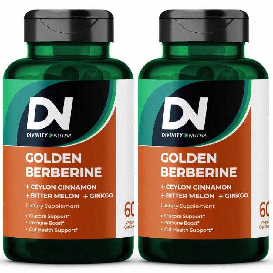 DN 4-In-1 Berberine Supplement 1500mg, Glucose Support, With Ceylon Cinnamon Bitter Melon Ginkgo, Support Gut Health, Metabolism, Wellness, Divinity Nutra - 2 包 - 查看 1