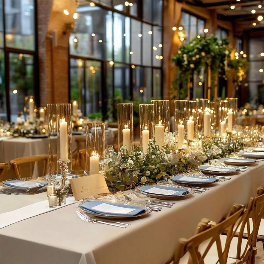 Superlele 5/20/35pcs Glass Cylinder Vases-4, 6, 8, 9.8, 11.8 Inch Tall Hurricane Floating Glass Candle Holders Clear Flower Vases For Centerpieces Home Table Decor Wedding Party Decorations