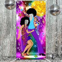 2D Door Banner Retro Disco Party Banner With Cut Out Faces - 70s Theme Photobooth Backdrop, Jewel Design, Versatile Decor, No Electricity Required - Multicolour - View 2