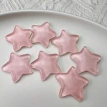 20 piezas/Paquete Decoración plana de resina con estrellas de cinco puntas de color rosa con brillo, materiales DIY para paredes, fundas de teléfono, zapatos, artesanía