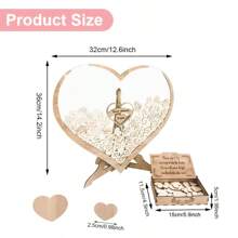 Wedding Guest Book Alternative - Rustic Heart Drop Top Picture Frame Sign With 80psc Wooden Hearts, Exquisite Box - Wedding Reception For Party Anniversary Birthday