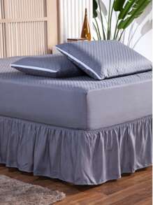 Waterproof King Mattress Protector Cover Kit + 2 Pillow Protectors + Box Skirt With Elastic - 灰色 - 查看 3