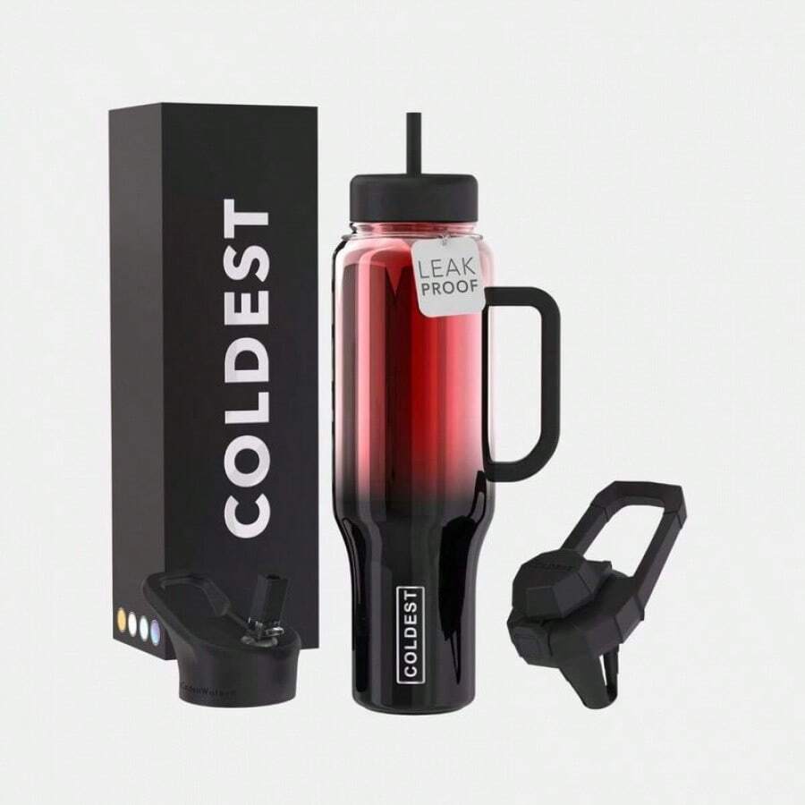 Coldest 46oz 100% Leak Proof Insulated Tumbler With Lid & Straw (3 Lids) - Stainless Steel For Women & Men - Travel Containers, Chug & Drinkware