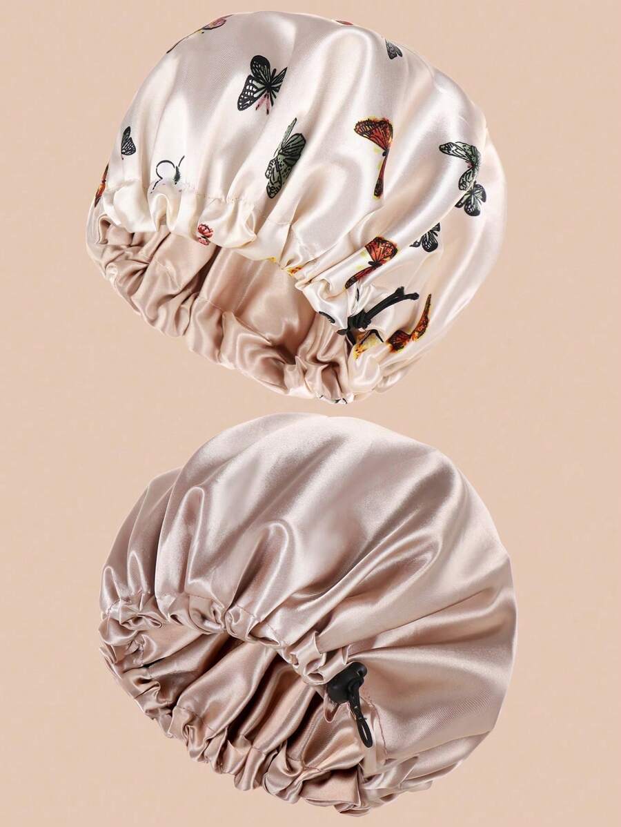 1 Pc Elastic Ribbed Beanie Hat, Suitable For Daily Wear - 2 Pieces Of Gold + Rice Butterflies - View 1