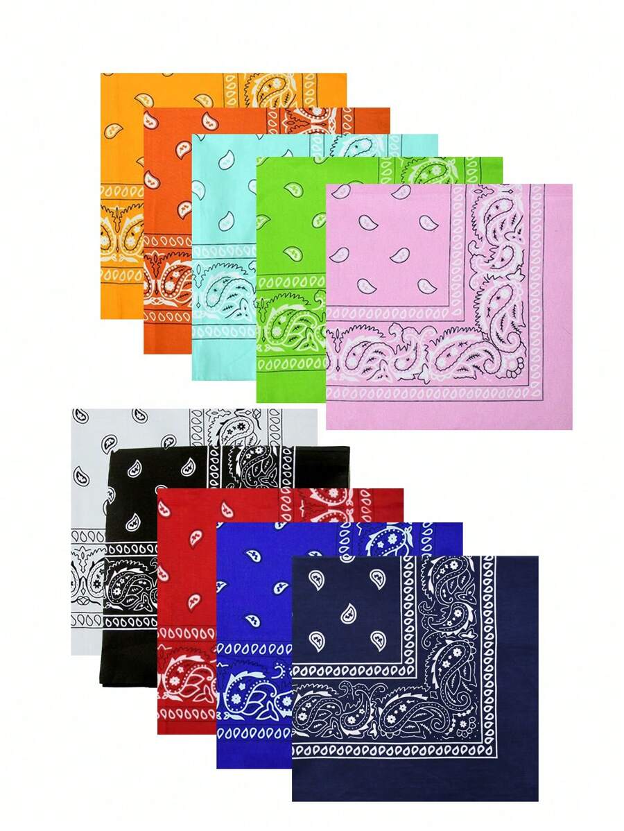 FADZOYLE Khăn quàng cổ họa tiết Paisley in hình đầu quấn khăn quàng cổ đa năng khăn tay vuông khẩu trang băng đô cho phụ nữ mặc khi dự tiệc - khăn tay - Xem 1