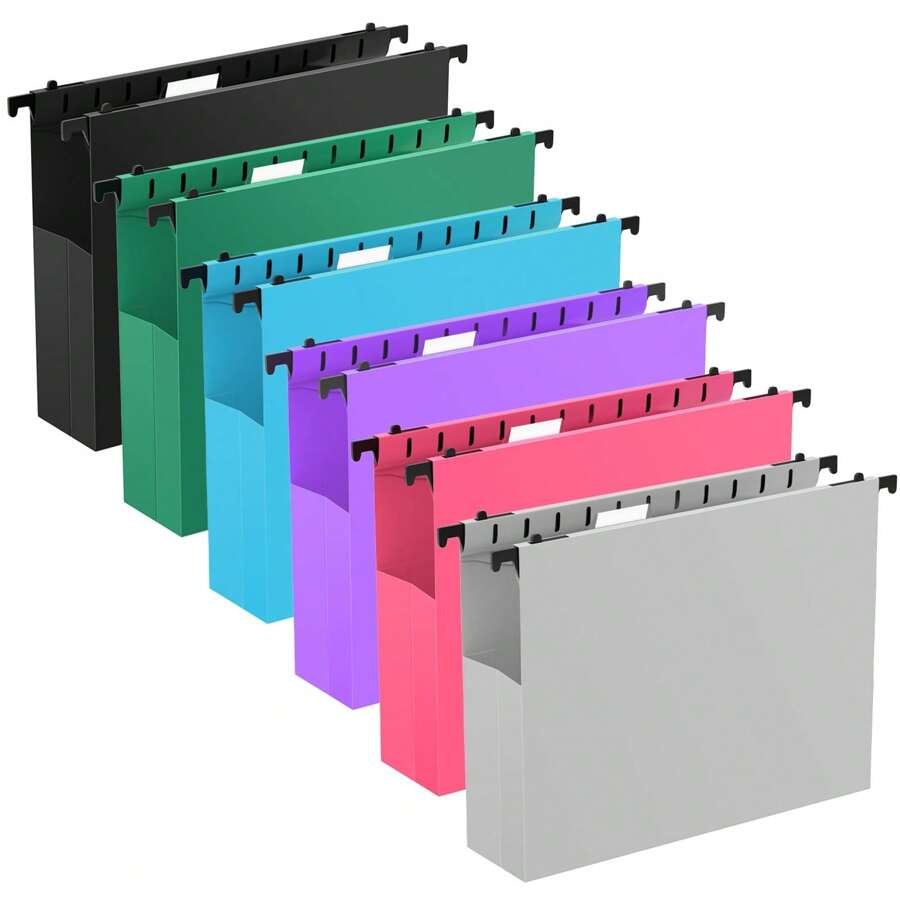 1/3/6 Pack Extra Capacity Plastic Hanging File Folders A4/Letter Size, 2 Inch Expansion Heavy Duty Hanging Folder For Bulky Files, 1/5-Cut Adjustable Tabs, Assorted Color