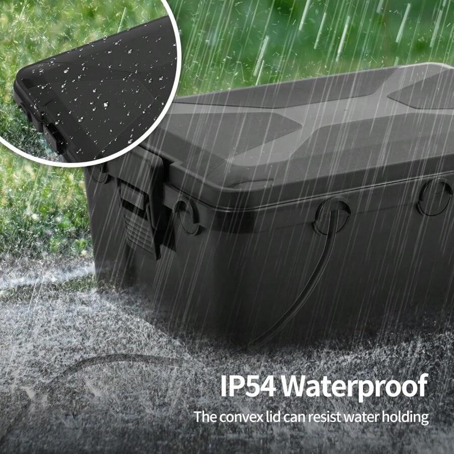 Weatherproof Electric Box For Outdoors 32 X 22 X 13 Cm IP54 Weatherproof Outdoor Outlet Cover Extension Cord Covers Protect Outlet Plug Timer Power Strip Holiday Light - Black - View 1