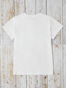 Estampado divertido de perros Camiseta de manga corta oversize de verano para mujer - Blanco - Ver 2