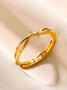 Tiny Bow Knot Eternal Stainless Steel Rings For Women, 18K Gold-Plated & Silver Color Anti Fading Waterproof Charm Ring, Wedding Minimalist Jewelry Beach Vacation Accessories , Memorial Gifts For Mom/Daughter/Best Friends