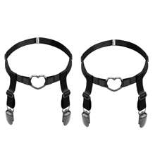 2 Pcs Adjustable Elastic Thigh Garter Belts Punk Gothic Heart Leg Garter With Metal Clip - Multicolor - View 12