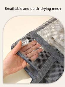 1pc Travel Beach Bag Toiletry Kit Handbag Outdoor Swimming Mesh Storage Tote Bag Portable Outdoor Storage Bag Suitable For Beach, Swimming, Camping, Hiking - Black - View 5