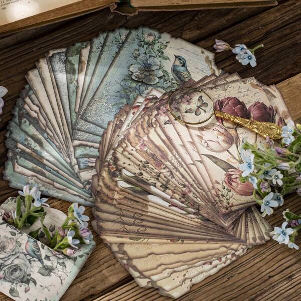 30pcs Retro Art Bee Multiple Flowers Animal Plant Journal Diy Decoration Bottoming Message Note Material Paper