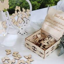 1 Set Of Wooden Heart/Butterfly Shaped Guestbook, Creative Wooden Sign-In Book For Wedding, Housewarming, Birthday, Bachelor Party, Graduation, Anniversary, Babyshower, Party Table Decoration, Romantic Event Decoration, Elegant Wedding Decorations And Wedding Gifts - No Electricity Required, Great For Christmas And New Year Events
