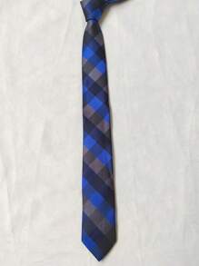 Men's Casual Colorful Plaid Slim Tie(5.5cm) - 寶藍色 - 查看 2