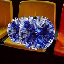 1~3pices,Cheerleading Pom Pom Bulk Football Game Cheerleader Pompoms Plastic Cheering Hand Flowers With Handle For Sports Dance Match Team Cheerleading ,Cheerleading Pom Poms And Large Cheerleader Hair Bow For Girl, Cheer Pompoms Foil Pompoms Hand Flowers For Adults, Party Dance Sports - Blue - View 6