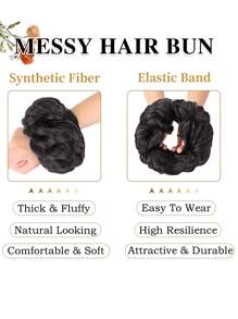 接发自然造型卷发凌乱发髻发箍儿童黑色 6 英寸合成发束年轻自然儿童假发日常假发 - 彩色 - 查看 9