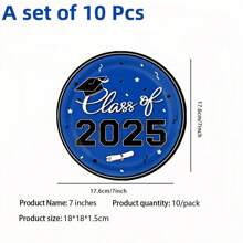 10/30 Pcs Congrats Class Of 2025 Graduation Party Supplies Dinnerware Disposable Paper Plates For Congrats Grad Party Decorations - Graduation Season Disposable Dinner Plates - View 12