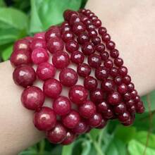 4-12 毫米天然宝石红色刻面玉髓珠 - 华丽的散装隔珠，适合制作珠宝 DIY 手链项链，非常适合女性工艺项目和礼物创意