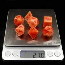 7pcs Polyhedral Dice Set, Orange Body With Red Numbers, Suitable For Party Games, Festivals & Gatherings - Orange - View 6