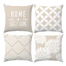4 piezas Fundas de cojín decorativas de 45x45cm/50x50cm con estampado de patrón de celosía minimalista moderno [impresión de un solo lado], de poliéster para sofá, cama, coche, decoración del hogar, aptas para uso diario, minimalistas de lujo y para uso personal