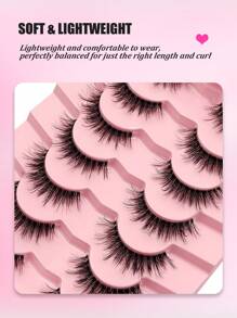 Asiteo 7对装自然款假睫毛 - 透明睫毛柄，轻盈蓬松，舒适可重复使用，打造迷人双眸，戏剧性大眼效果，条状假睫毛，睫毛，假睫毛