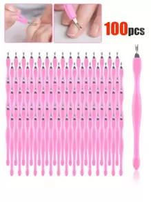 100 piezas Cortador de cutículas con forma de V, horquilla con forma de V para cutículas, eliminador de cutículas, herramienta de doble cabeza en forma de V para el cuidado de uñas y pies, herramienta de cuidado para el hogar y el salón de uñas. 90/80/70/60/50/40/30/20/10/1 pieza