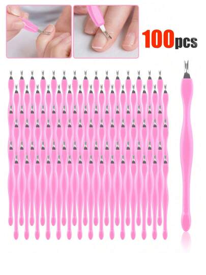 100pcs V-Shaped Cuticle Knife Trimmer, Cuticle V-Shaped Fork Trimmer, Nail Cuticle Remover, Push Rod Double Headed V-Shaped Fork Nail And Foot Care Cleaner, Home And Nail Salon Care Tool.90/80/70/60/50/40/30/20/10/1pc