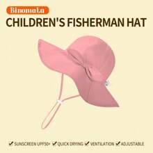 Binomata Sombrero de cubo de unicolor para niñas de 0 a 6 años, protección solar, ajustable, impermeable, ala ancha, sombrero de playa, protección UV UPF50+