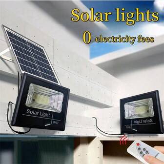 1pc Outdoor Solar Powered Floodlight, High Brightness 30W/50W/100W/200W/300W/500W LED Bulb, Bright White Light Dusk To Dawn, Solar Powered Security Flood Light For Barn, Garden, Garage, Path, Yard, Patio, Lawn, Balcony, With Cable