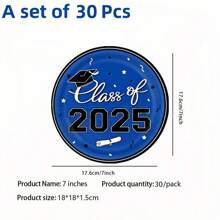 10/30 Pcs Congrats Class Of 2025 Graduation Party Supplies Dinnerware Disposable Paper Plates For Congrats Grad Party Decorations - Graduation Season Disposable Dinner Plates - View 11