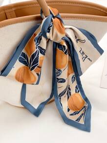 1pc Spring/Summer Floral Printed Silk-Like Scarf, Multi-Functional Fashionable Decorative Scarf/Hair Band/Ribbon, Versatile For Daily Wear - Multicolor - View 2