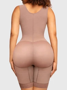1Pc Women Colombianas Shapewear, Shapewear Bodysuit, Zipper Closure, Bust-Open, Tummy Control, Butt Lifting ,High Compression Full Body Shaper Underwear,Suitable For Daily Wear And Various Occasions - Rust Brown - View 6