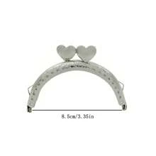 1pc Heart-Shaped Latch & Lock For Handmade Bag/Purse Frame - Silver - View 2