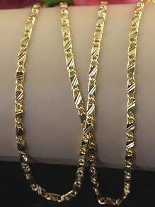 1 件 16-30 英寸 18K 镀金极简主义颈链，男士女士 DIY 链环 2 毫米扁平链父亲节、感恩节节日珠宝礼物 - 金黃色 - 查看 4