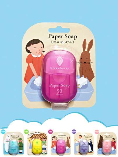 50Pcs/Box Cartoon Japanese Style Minimalist Disposable Soap Paper For Traveling Soap Paper Washing Hand Mini Paper Soap Scented Slice Sheet Bath Cleaning Supplies